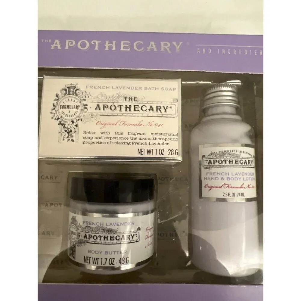 Apothecary Soothing French Lavender Bath Collection 4 PCS Gift Set
